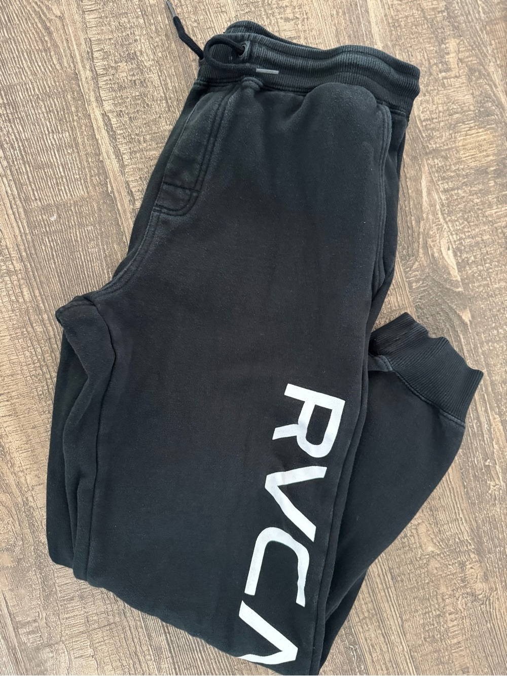 RVCA Kids Black Sweatpants with White Side Logo